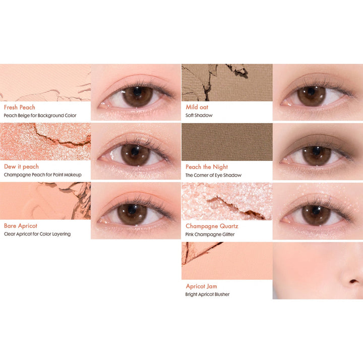 rom&nd Bare Layer Palette 01 Apricot Mood eye look
