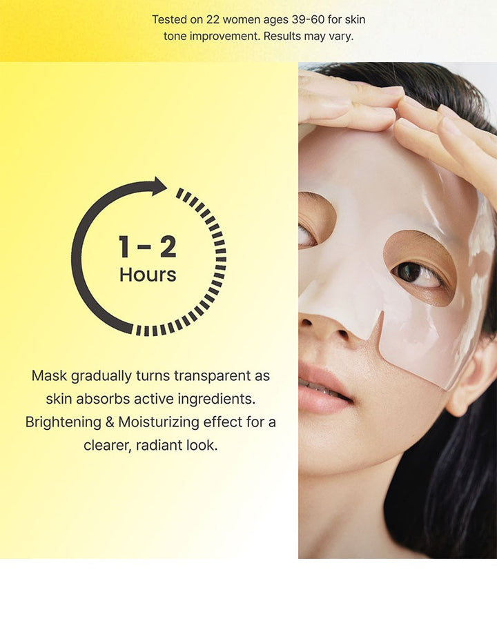 PODL Rice Glutathione Hydromask - model wearing the hydrogel mask