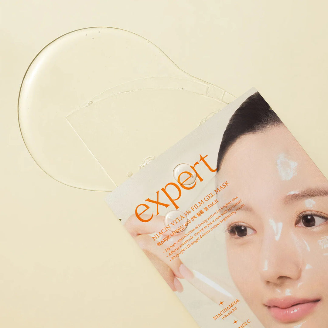 Ariul Expert Niacin Vita 5% Film Gel Mask - sachet and essence texture